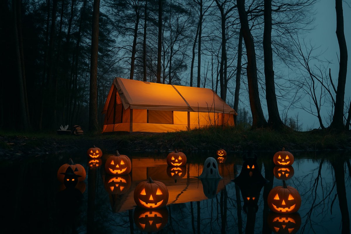 🎃 Even the forest joins the Halloween party.
Warm light, calm night — and a tent that keeps the magic inside.

👻 Use code HALLOWEEN10 for all tents at hot-tent.com