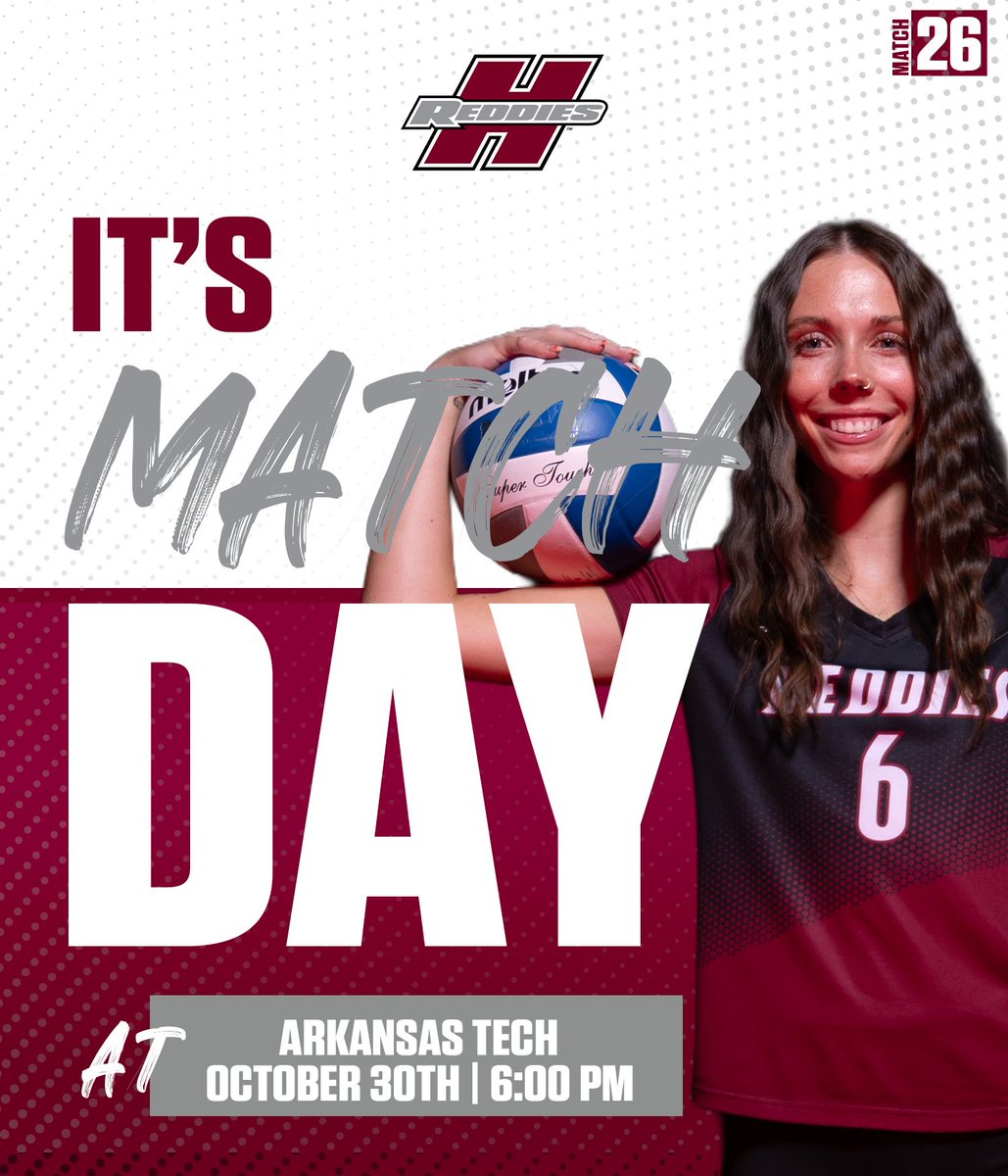 Game day vibes are here! 🏐🔥

The Reddies hit the road to take on Arkansas Tech tonight at 6 PM.

🆚 Arkansas Tech University
📍 Russellville, AR
🕕 6:00 PM CST
📊 HSUsports.com/coverage

#NoMereBeast