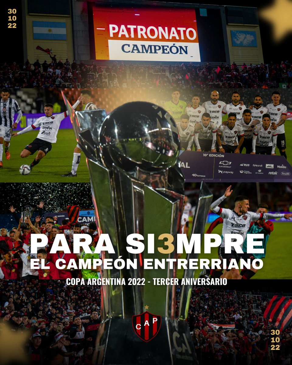 𝗣𝗮𝗿𝗮 𝘀𝗶𝟯𝗺𝗽𝗿𝗲 #𝗘𝗹𝗖𝗮𝗺𝗽𝗲𝗼́𝗻𝗘𝗻𝘁𝗿𝗲𝗿𝗿𝗶𝗮𝗻𝗼 🌟

Celebramos un nuevo aniversario de la noche más linda de nuestra historia, donde escribimos nuestro nombre en el libro de los campeones del fútbol argentino 🏆🇦🇷

¡Feliz 30/10 para todos!

#VamosPatrón 🔴⚫️💪🏾