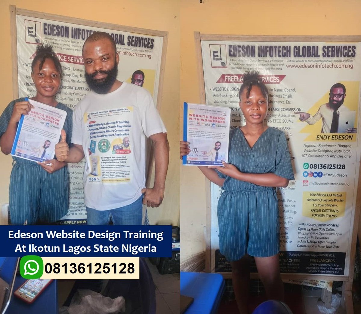 EndyEdesonNews's tweet image. Register For Website Design Training At  Edeson InfoTech  Ikotun Lagos State. Register Now on WhatsApp 08136125128, 
#EndyEdeson    wa.me/2348136125128 

#websitedesignerinlagos  #websitedesign  #wordpresstutorials  #EdesonInfoTechGlobalServices