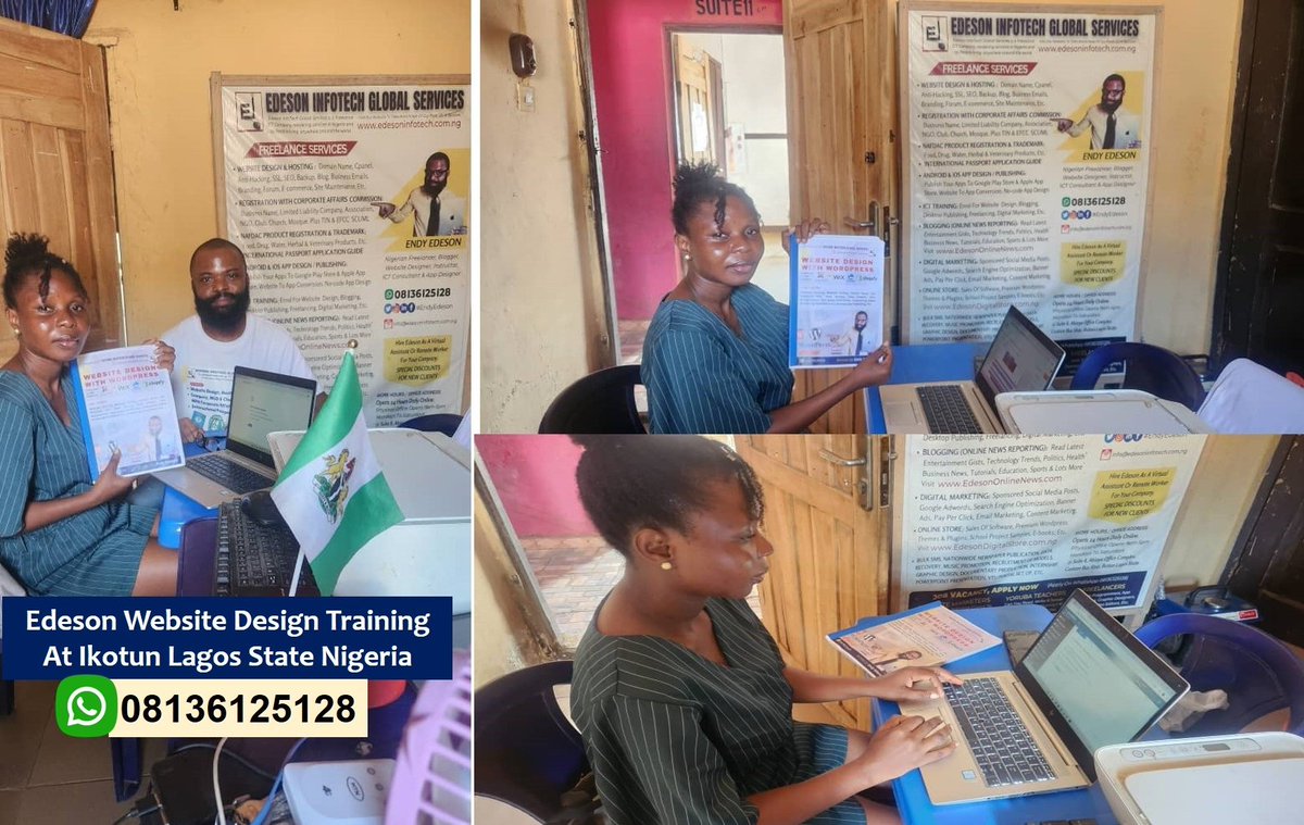 EndyEdesonNews's tweet image. Register For Website Design Training At  Edeson InfoTech  Ikotun Lagos State. Register Now on WhatsApp 08136125128, 
#EndyEdeson    wa.me/2348136125128 

#websitedesignerinlagos  #websitedesign  #wordpresstutorials  #EdesonInfoTechGlobalServices