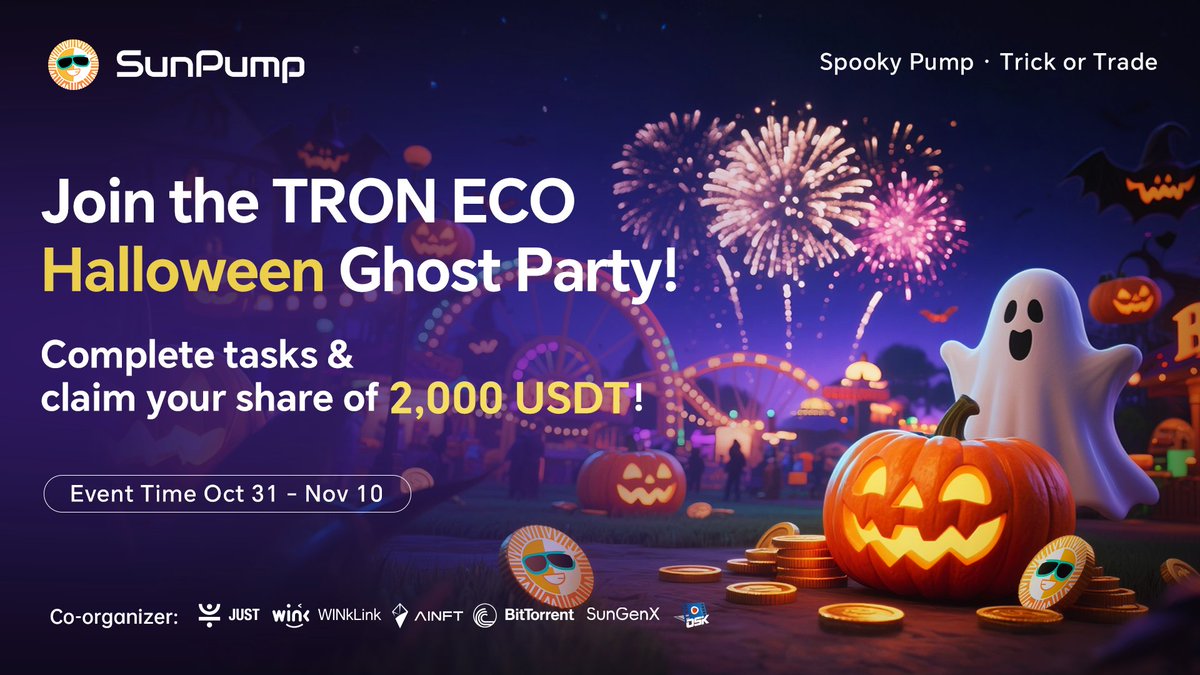 sunpumpmeme's tweet image. 🔮 TRON ECO Halloween Ghost Gala

To celebrate the Ghoul Gala, TRON Eco is hosting a joint Halloween mission on Galxe! Complete simple social quests to earn points and share from a 2,000 USDT prize pool! 🎁

🗓 Event Period: Oct 31 – Nov 10

How to Join:
1️⃣ Follow TRON ECO…