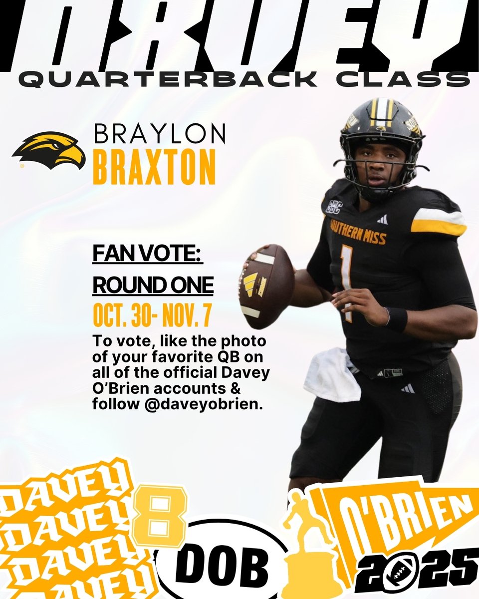 Time to get in the game and VOTE! #SMTTT -like your QB’s photo on <a href="/daveyobrien/">Davey O'Brien National Quarterback Award</a> official accounts on Twitter, Instagram and Facebook. The QBs leading the fan vote will receive bonus Selection Committee votes as we get closer to deciding our National Quarterback of the Year!