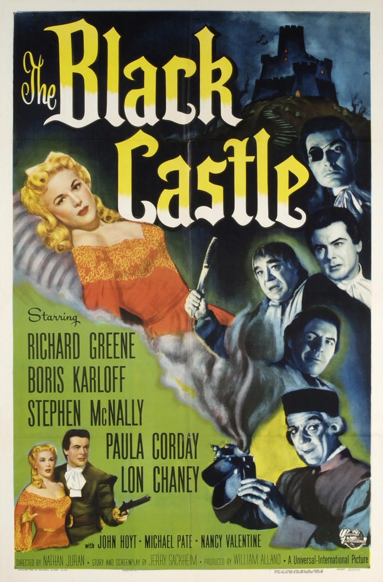 Tonight’s #31nightsofhorror was The Black Castle, from 1952. Although billed as horror, and co-starring Boris Karloff and Lon Chaney, Jr., it was more swashbuckling adventure than scary. Not vet creepy, but amusing for the action.
