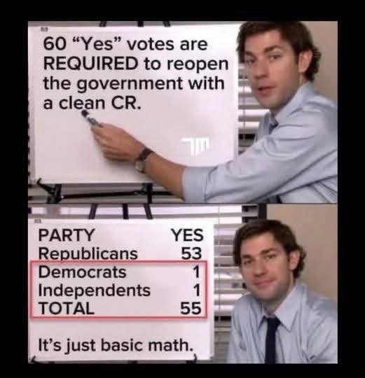 thecoleeo's tweet photo. @RepJeffries Wrong. You and your colleagues need to go back to work. You also need to stop lying to the American people; they will remember this. Cross the aisle and vote for the freaking CR. https://t.co/Hmf0AnPfQY
