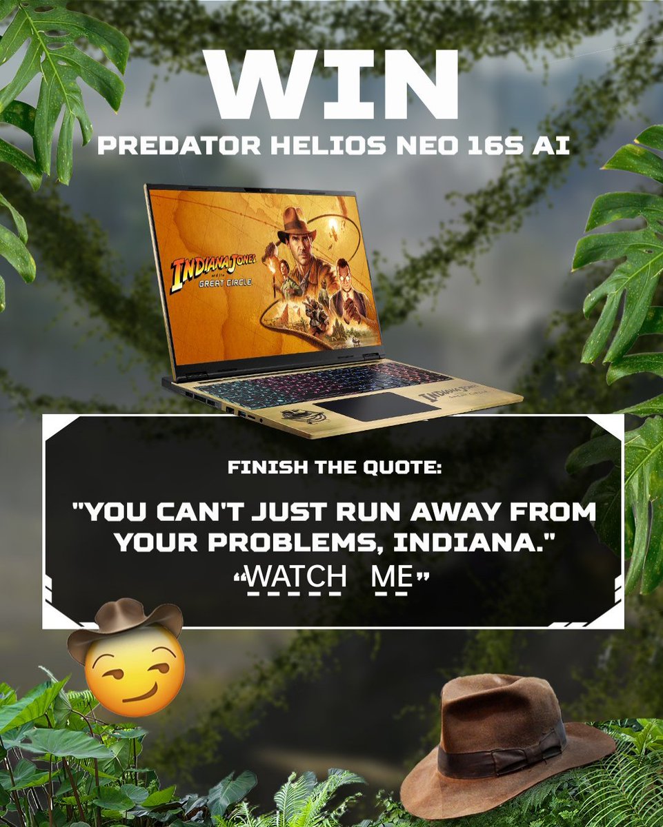 Murugesh_72's tweet photo. @PredatorGaming Watch Me
Thanks for the awesome chance to win a Indiana Jones Edition Predator Helios Neo 16S gaming laptop @PredatorGaming
@SDChhabra1
@ankur_gupta316
@sambit_93
@Suriya_245
#Sweepstakes #GamingGiveaway #ContestAlert #LaptopWin #TechChallenge #PopCultureTrivia #QuoteChallenge https://t.co/JepOYLl1Tz