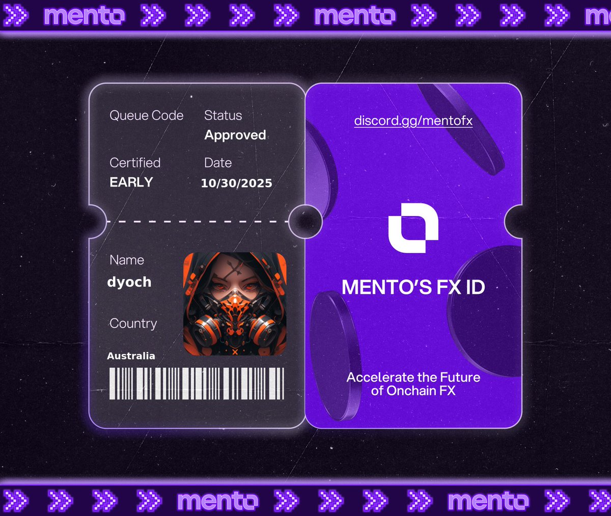 mardyoch's tweet photo. Licensed to trade the internet’s FX layer. 

Claimed my FX ID on https://t.co/USx44mVOfY 

 every currency, onchain with @MentoLabs https://t.co/tH5eDXWITq