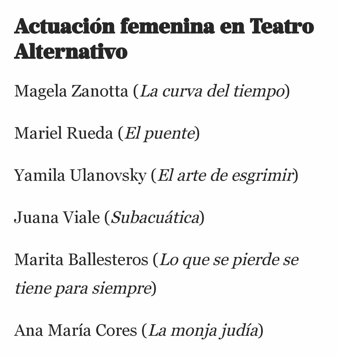 Yamila Ulanovsky nominación a los <a href="/premiosace/">PremiosAce</a> por El arte de esgrimir