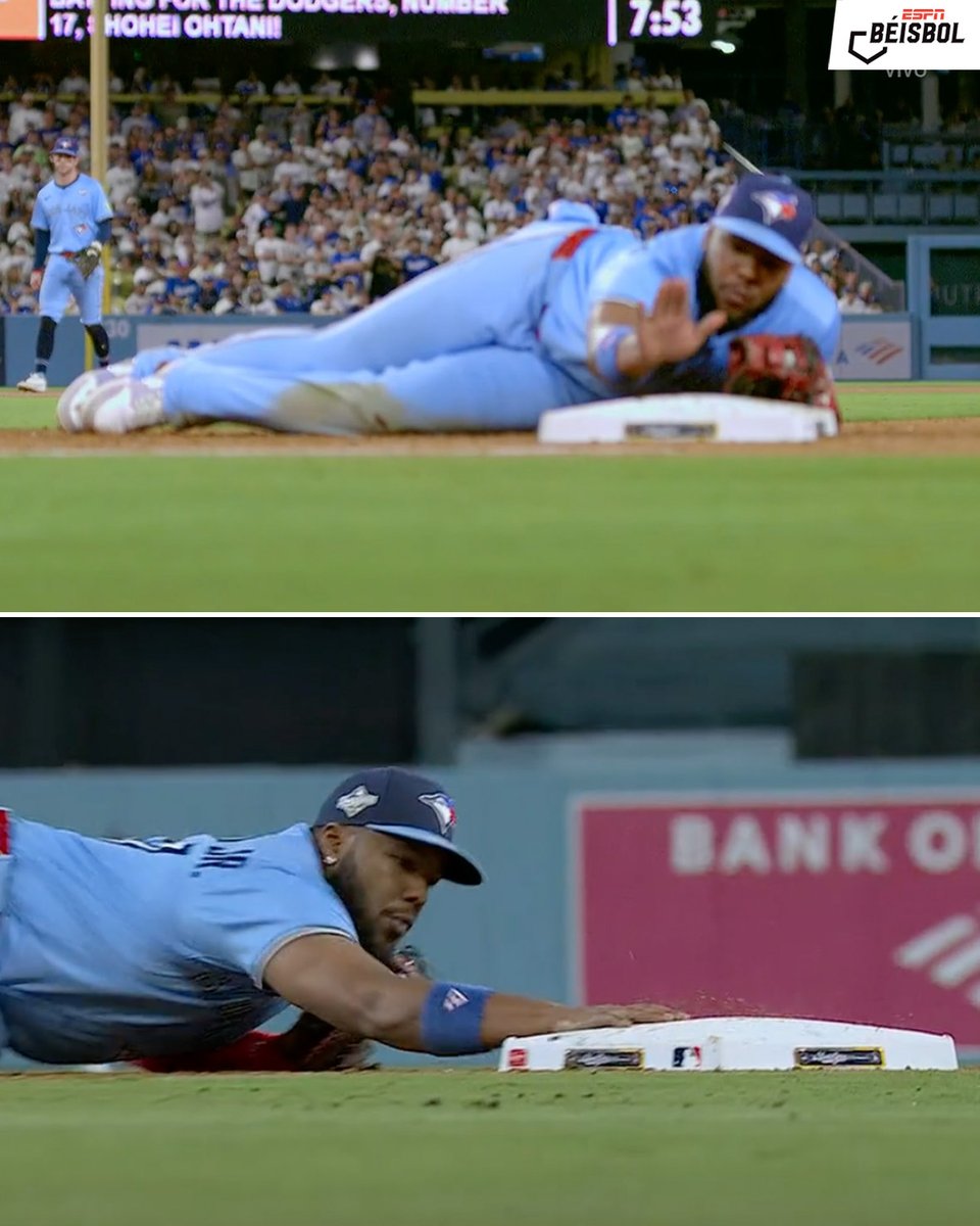 El Vladdy sacó ese out como si la base fuera un botón 🤣🖲️.