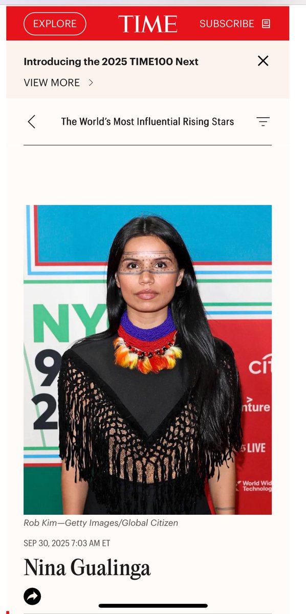 joselevelasquez's tweet photo. En medio de la protesta indígena y de la ola de racismo, casi pasó inadvertida la inclusión de @NinaGualinga en la lista de los 100 líderes emergentes más influyentes de @TIME
Sobreviviente de violencia de género, ignorada por la justicia y vocera de la selva y sus habitantes.🇪🇨 https://t.co/hnyNdhli38