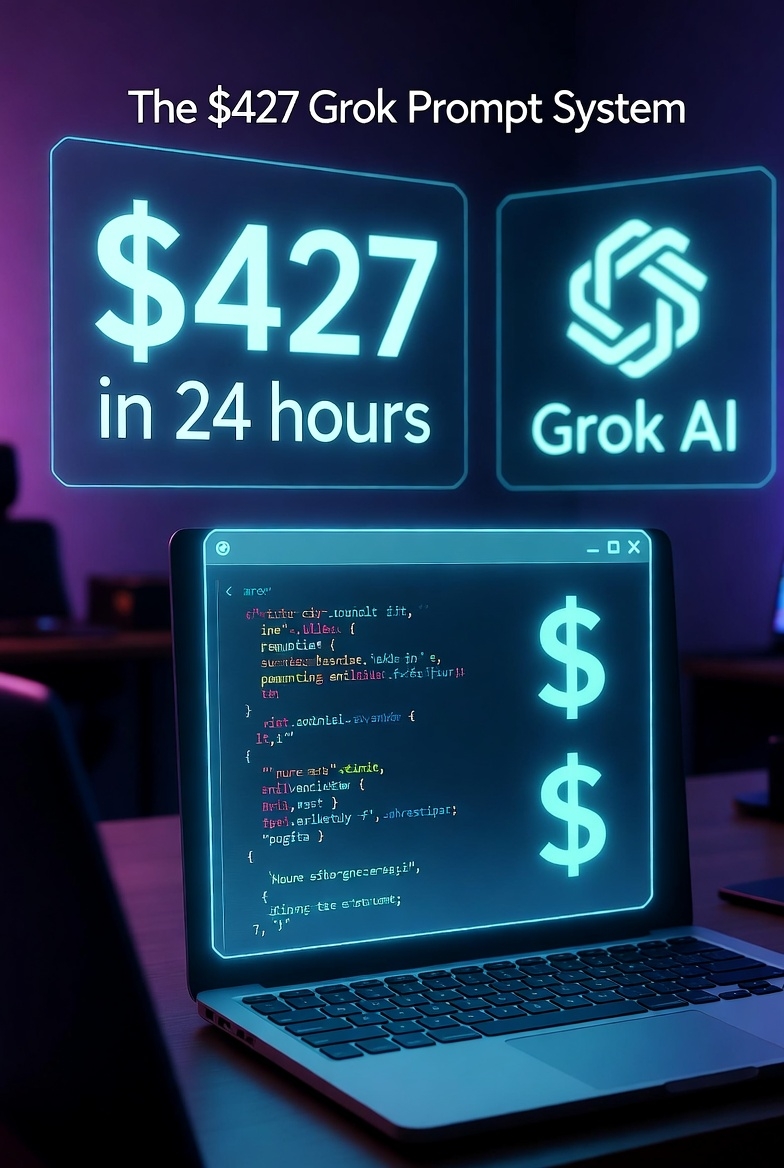 AI4MoneyHacks's tweet photo. 🧠 I turned **$0 → $427 in 24 hours** using a single Grok prompt.  

No ads.  
No followers.  
No editing.  

Just one AI prompt that writes, sells & earns for you while you sleep.  

For the next 24h — I’m giving away that **exact 47-word prompt + 5 more $100/day systems** (free for now).  

✅ Like + Comment “GROK” & I’ll DM it instantly.  
(Must follow to receive DM.)  

#AI4MoneyHacks #Grok #SideHustle