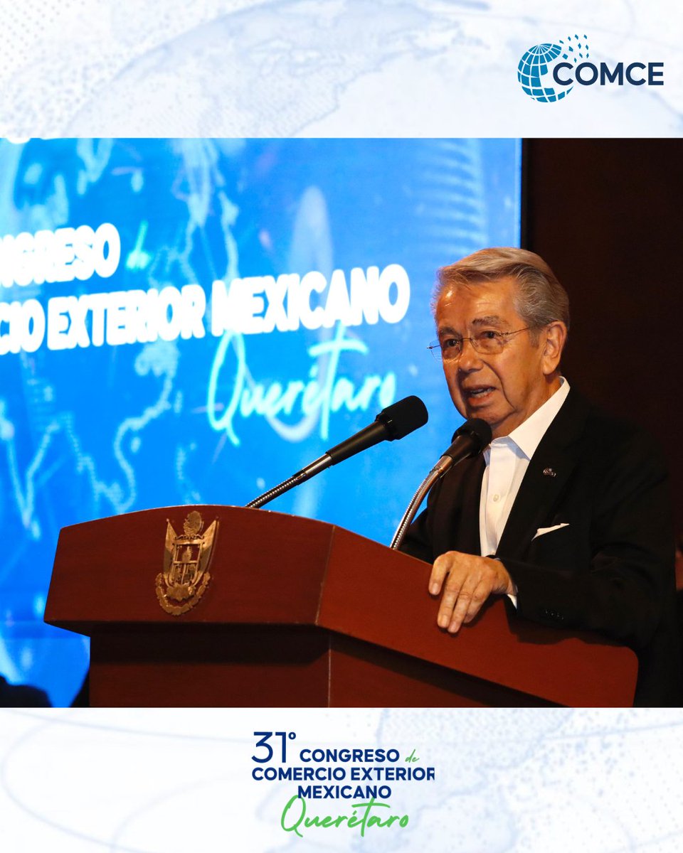 ComceOficial's tweet photo. ✨Sergio E. Contreras P., Presidente Ejecutivo del COMCE, compartió un mensaje durante el Cóctel de Bienvenida del 31 Congreso de Comercio Exterior Mexicano sobre la unión y la visión compartida que fortalecen a América del Norte. 🇲🇽🇺🇸🇨🇦

#CongresoCOMCE https://t.co/Z6oQxzJdqr