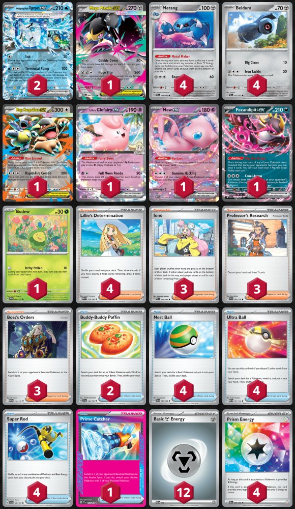 Jaltoom_PTCGL's tweet image. メガシンカの登場でメガ強化されたメタングBOXがオンライン大会で優勝し話題！昨日行われていたLastPrize Seriesは66名が参加となりスイスラウンドのみで競われたオンライン大会。Regionalで準優勝した実績をもち、たびたび紹介させていただいている🇺🇸Evan Campbellさんが、本デッキを使い全8回戦を7…