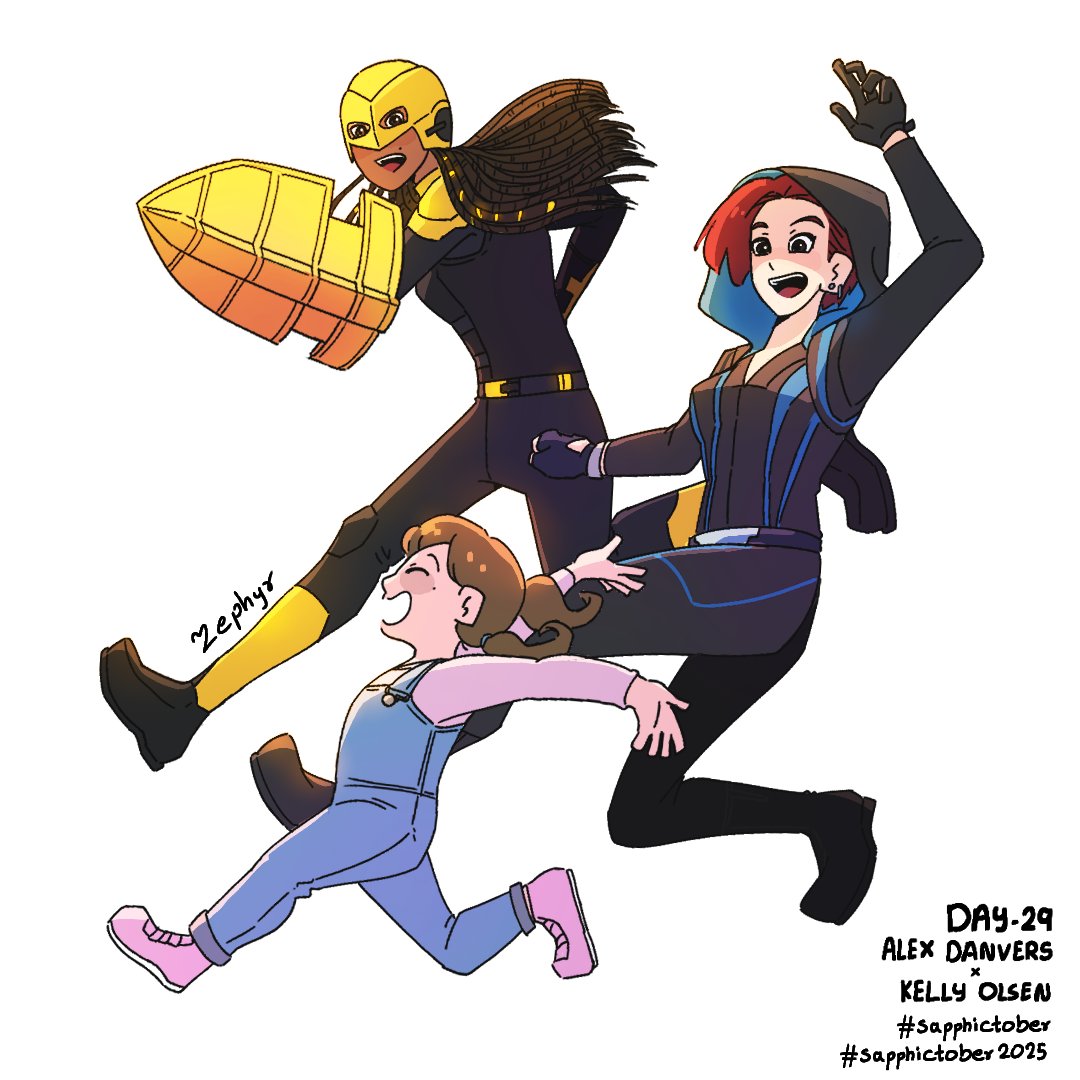 ZephyrCorner's tweet image. Day 29 - Alex Danvers x Kelly Olsen (+Esme)
Esme has 2 Super Moms. How cool is that!
~Zephyr
#sapphictober #dansen 
#sapphictober2025