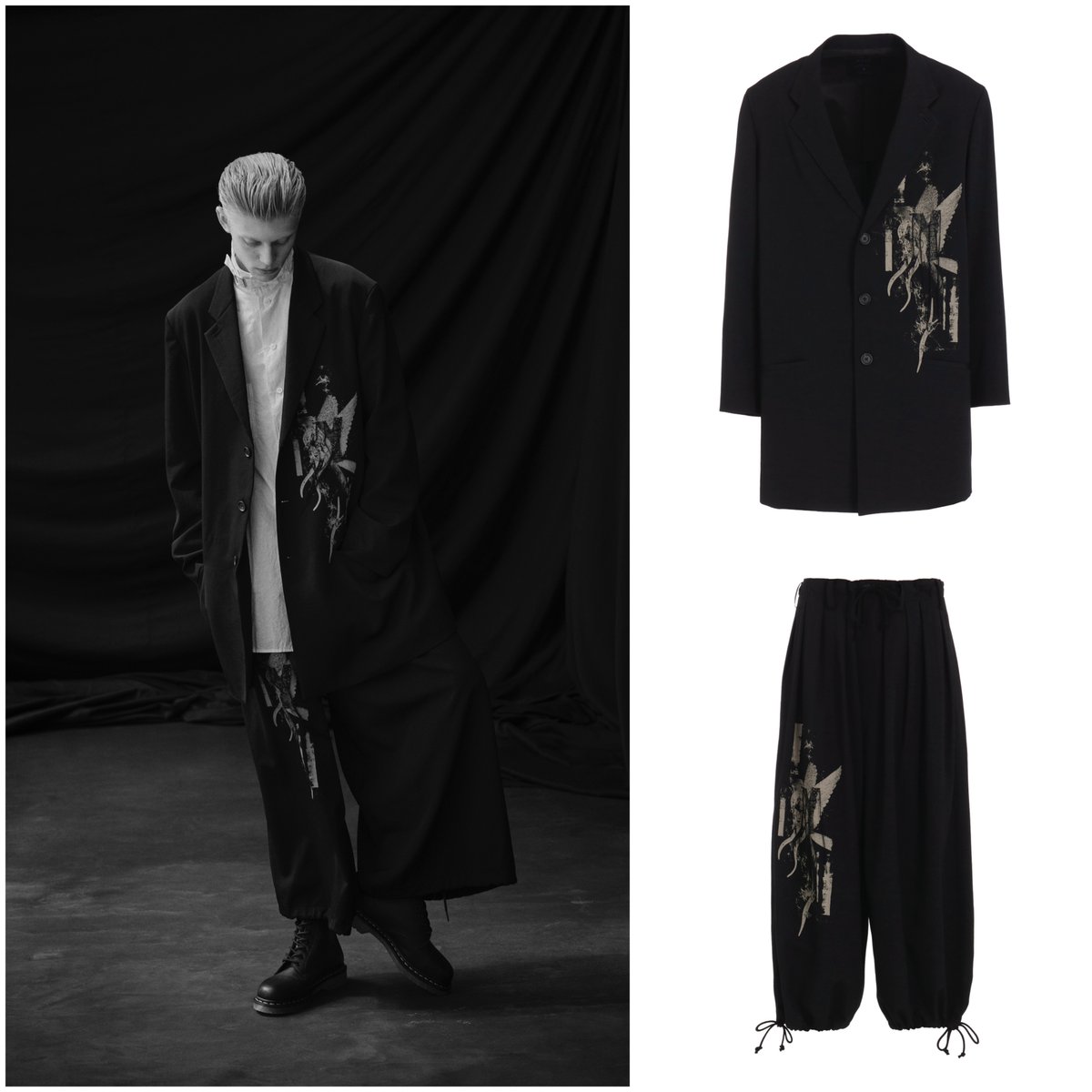 【美品】S'YTE Hem Long Jacket VELVETEEN NOTCHED LAPEL LONG JACKET(M Black): S'YTE｜THE