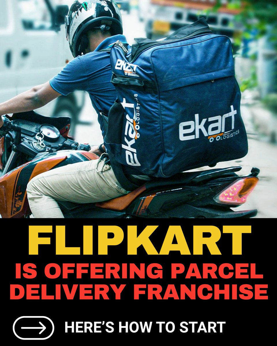 KalyanKBiswal's tweet image. 🚀 Thinking of starting a Flipkart eKart Franchise?
Here’s the 2025 breakdown 👇
💰 Investment: ₹50K–₹30L
📦 Models: Delivery Partner | Parcel Counter | Hub
📈 Earn ₹30–35/parcel → ₹30K+/month
🛵 Apply only via ekartlogistics.com

#Flipkart #StartupIndia #FranchiseIndia