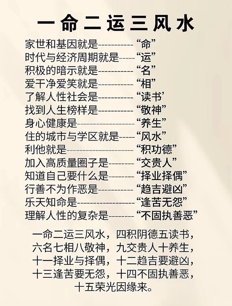 一命二运三风水