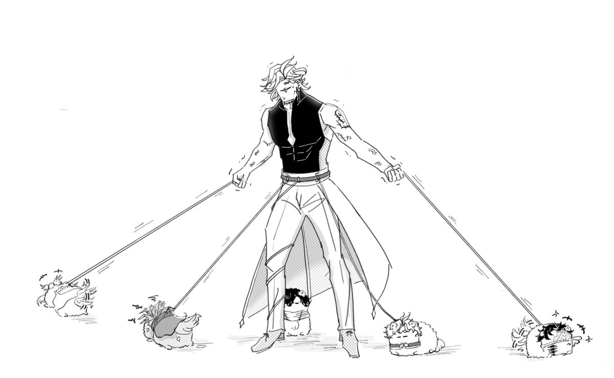 ポメ🐾の絵の中でもお気に入りのやつ(再掲)
ﾊﾃﾞｽ様はだいたい苦労人…
💀｢お前達、ステイステイステイッ‼️｣