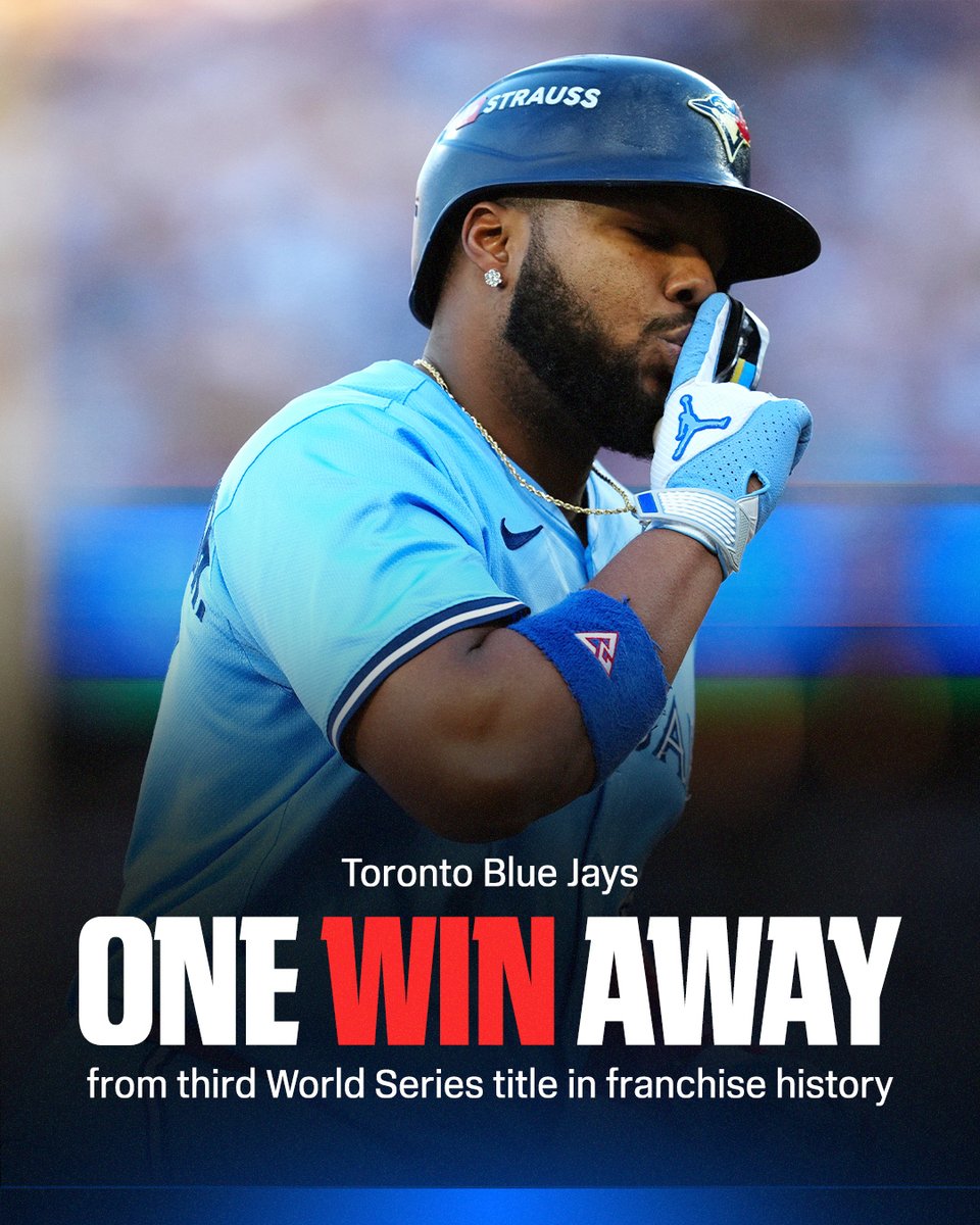SportsCenter's tweet photo. THE BLUE JAYS ARE ON THE VERGE OF WINNING THEIR FIRST WORLD SERIES TITLE SINCE 1993 😱 https://t.co/NArOhaCRYn