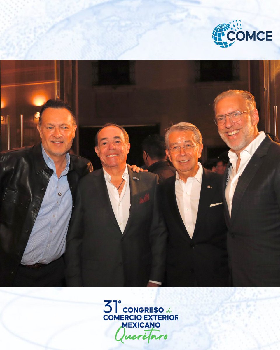 ComceOficial's tweet photo. ✨ Agradecemos al Gobernador del Estado de Querétaro, @makugo, por acompañarnos durante el Cóctel de Bienvenida del 31 Congreso de Comercio Exterior Mexicano y por su compromiso con impulsar un entorno de innovación, desarrollo y apertura al mundo. 🌎

#CongresoCOMCE https://t.co/pVh8Dx7TV0