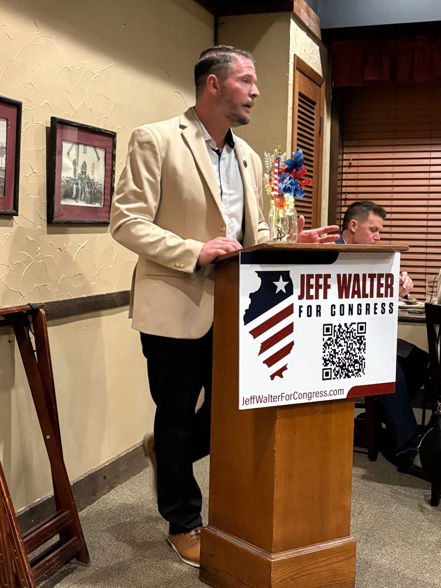 JeffWalterIL's tweet photo. What a great event tonight at Art and Alma's Century Inn in Burlington, Illinois!

The energy was electric with great food, great Republicans, and great conversation as we head into the Primary Election. 🇺🇸

A huge thank you to White House Correspondent Tom McCullagh of @DailyBeltway for being our guest speaker and sharing his insights.

Momentum is building — let’s keep it going! #twill #District11 #IL11🇺🇸