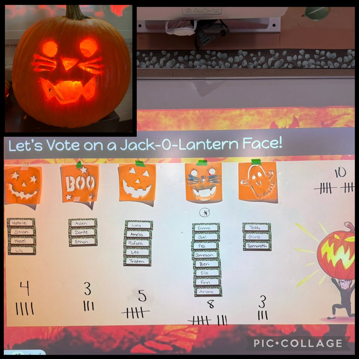 The Kinders dove into a fun math provocation by voting on a Jack-o'-lantern design. We practiced counting votes, exploring tally mark &amp; analyzing data. They showed fantastic number sense to find the design with the "bigger number!" Incredible job! 🎃🖤

#ocsbKinder #ocsbMath