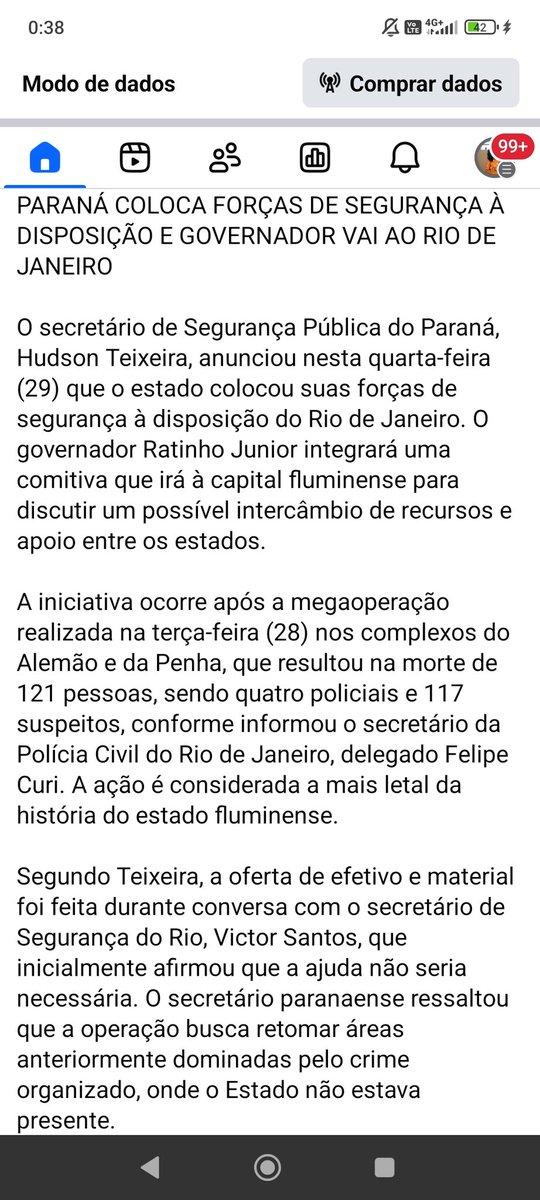 Eu já comentei aqui que o Paraná em breve estará nessa situação de extermínio,pois a política deles são as mesmas.Nunca é sobre combater o tráfico.
Não se produz drogas e armas dentro das favelas.Já na casa de Lessa e parente do chupetinha tinham muito+ 

facebook.com/share/1HDizjjH…