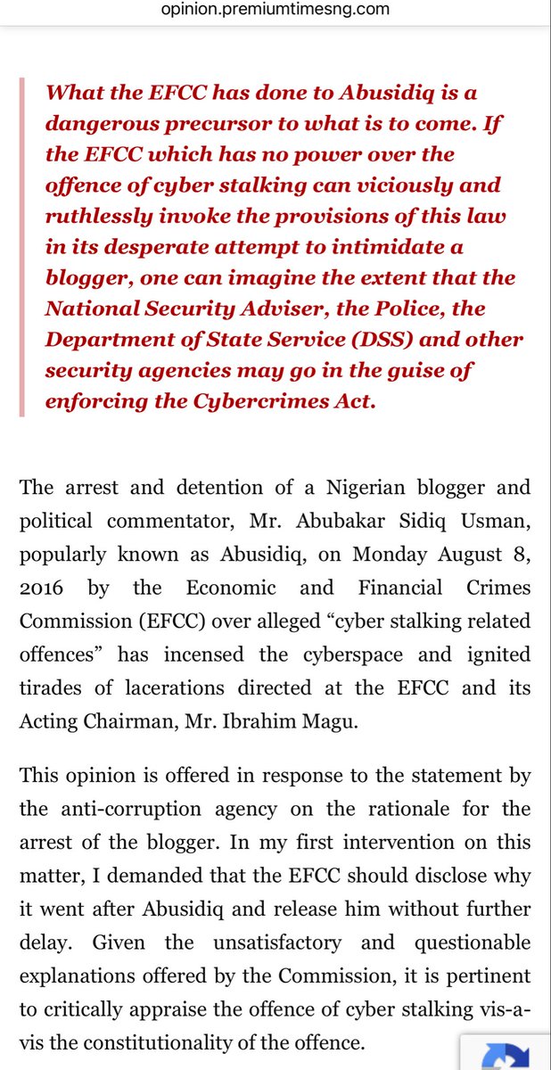 Inibehe Effiong (@inibeheeffiong) on Twitter photo I would have ignored you for this reckless post, but it is important to let the public know that when this same <a href="/MrAbuSidiq/">Abubakar Sidiq Usman</a> was arrested by the EFCC in 2016, I was one of the leading voices that championed his release.
I wrote elaborately against his detention. 
You can find I would have ignored you for this reckless post, but it is important to let the public know that when this same <a href="/MrAbuSidiq/">Abubakar Sidiq Usman</a> was arrested by the EFCC in 2016, I was one of the leading voices that championed his release.
I wrote elaborately against his detention. 
You can find