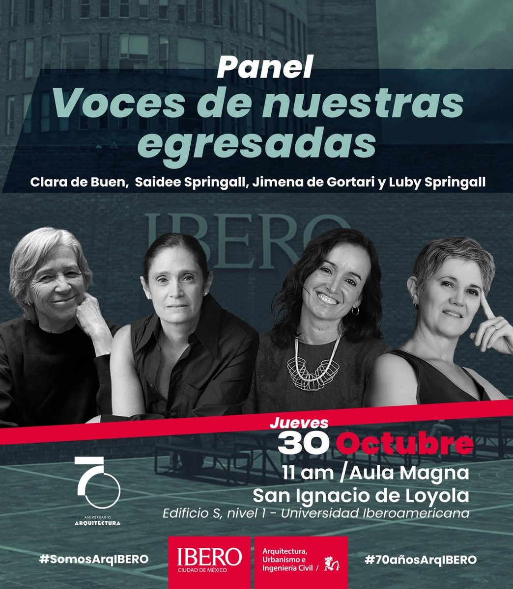 Mañana, junto a egresadas que admiro profundamente.
Un honor ser parte de esta historia y de esta comunidad.
#OrgulloIbero <a href="/ArqIBERO/">Arquitectura IBERO</a>
#70AñosArqIbero