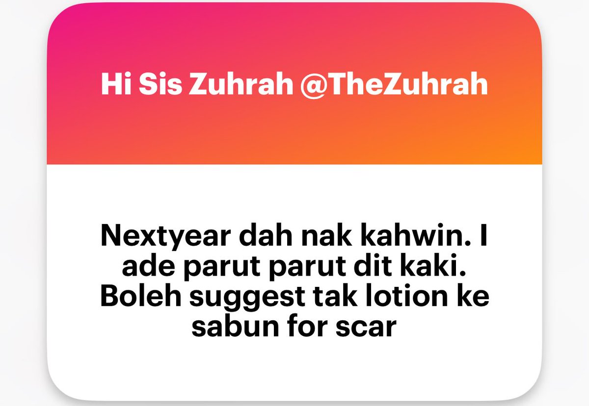zuhrahx's tweet photo. Parut
I pernah jatuh motor & kena jahit dahu 🥲🙃
Tapi… sekarang I can barely see the scar. Kalau pegang, still boleh rasa cuma takde lansung parut gelap 🥳
I guna ini setiap hari, sampai betul2 hilang ⬇️
https://t.co/lL5gpINqvA
#Bodycare #bride2be https://t.co/zcj04aHIuz