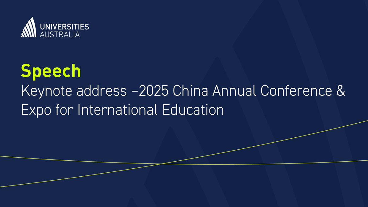 uniaus's tweet photo. UA Chair Professor Carolyn Evans delivered a keynote address at the 2025 China Annual Conference & Expo for International Education held in Beijing this afternoon.
@CACIEofficial @GriffithUniVC @Griffith_Uni
Read the full speech here: https://t.co/qsQ0EVjwno
#CACIE #CACIE2025 #internationaleducation #highered