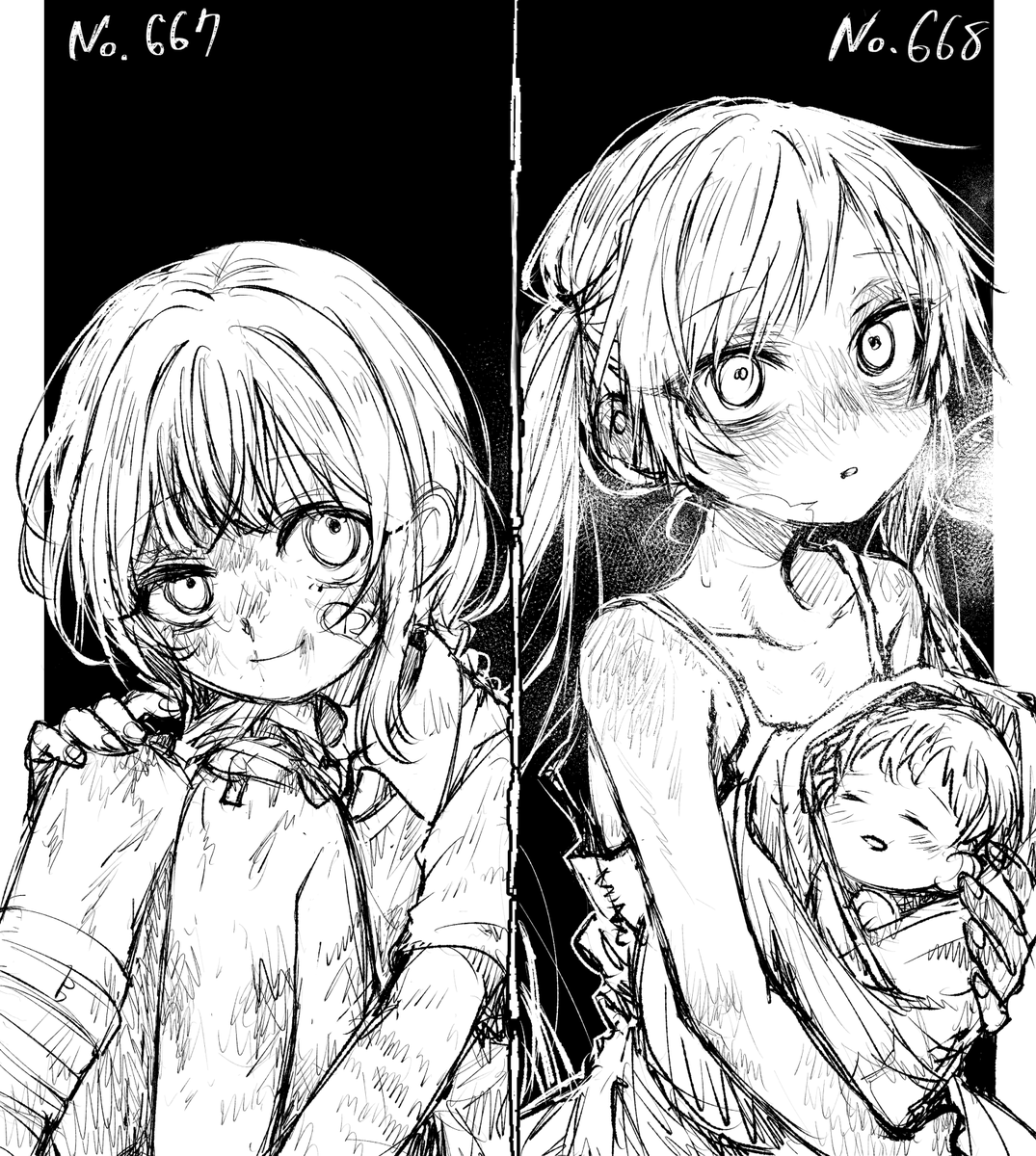 こどもたち(シェリーとハンナ) ※少しだけ痛々しい表現あり
#まのさばネタバレ #まのさば二次創作 