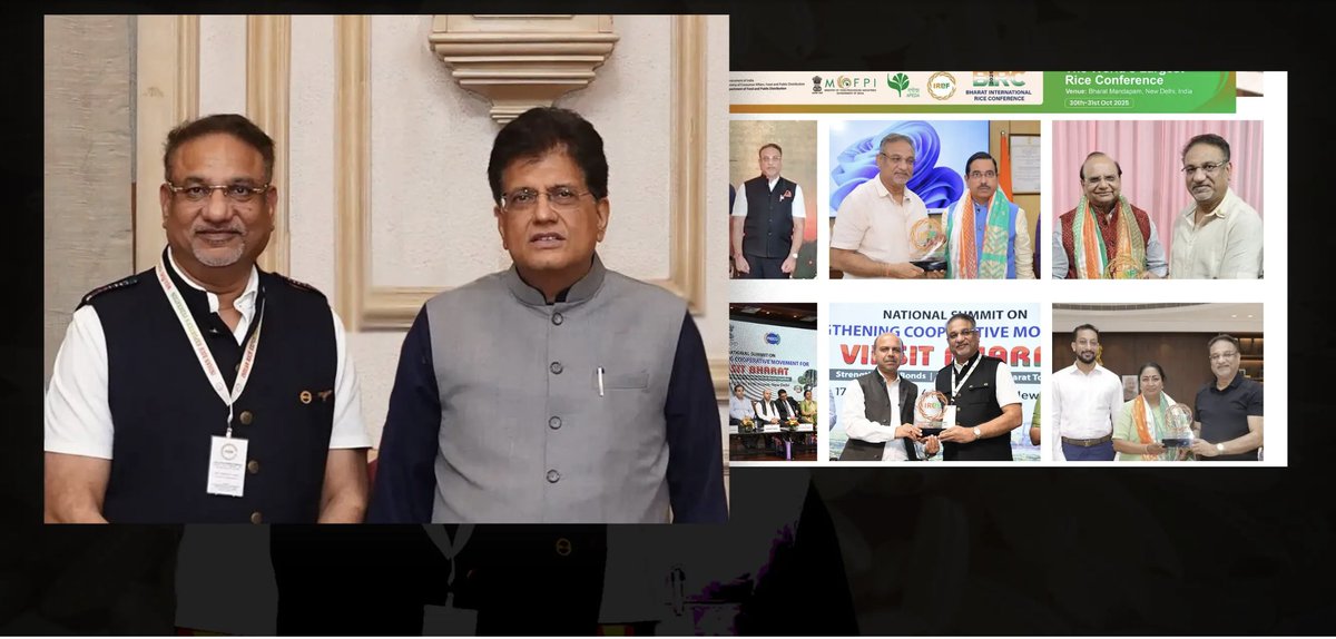 1/Today the Ministry of Commerce is kicking off Bharat International Rice Conference. A two day grand event expected to unlock Rs 1.8 lakh crore in new business. The entire affair is helmed by a man with several criminal charges against him - Prem Chand Garg.🧵 by <a href="/reporters_co/">the reporters' collective</a>