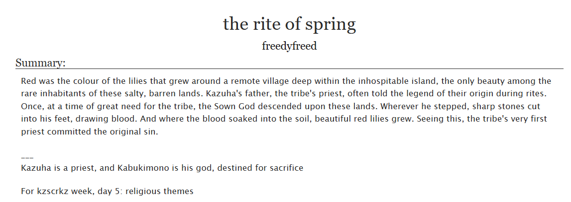 freedyfreed's tweet photo. sooo it's day 5 for me already and I present you my ficlet for kzscr week!

rated E for violence

link and tags in replies

#fairytalekzscrNSFW #kazuscara https://t.co/5sjATn1c3U
