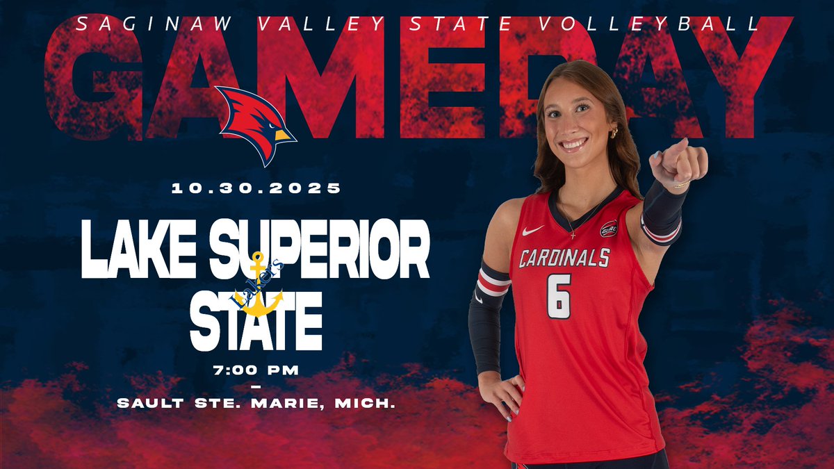 svsuathletics's tweet photo. π¨MATCH DAYπ¨
π: @SVSU_vb
π: Lake Superior State
π
: October 30, 2025
π: 7:00 PM
π: Sault Ste. Marie, Mich.
πΊ: https://t.co/FuDQ1aHaAS
#BeaksUp #GoCards #StandOut #SVSUVB https://t.co/QkiJ3a6uCW