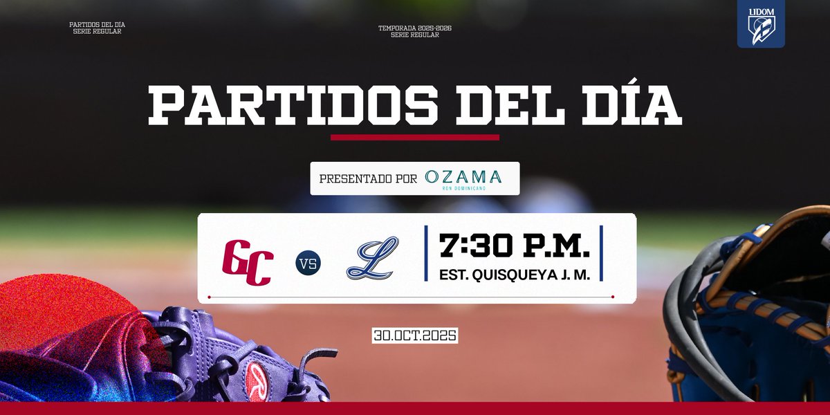 LIDOMRD's tweet photo. Agenda del día 📅⚾

Hoy se juega uno de los partidos reasignado de la temporada, correspondiente al que originalmente estaba programado para el 23 de octubre.

#LIDOM #CopaBanreservas https://t.co/5MODeWwHOn