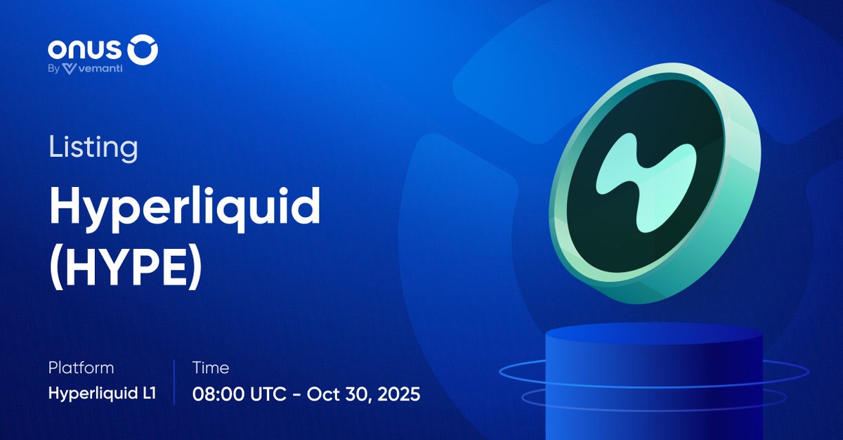 ONUSFinance's tweet image. 📱 HYPE gets listed on ONUS

Starting from 08:00 (UTC) on October 30, Hyperliquid (HYPE) will be officially listed on the ONUS app, enabling Off-chain transactions and Swap.

📌 Details: goonus.io/en/hyperliquid…