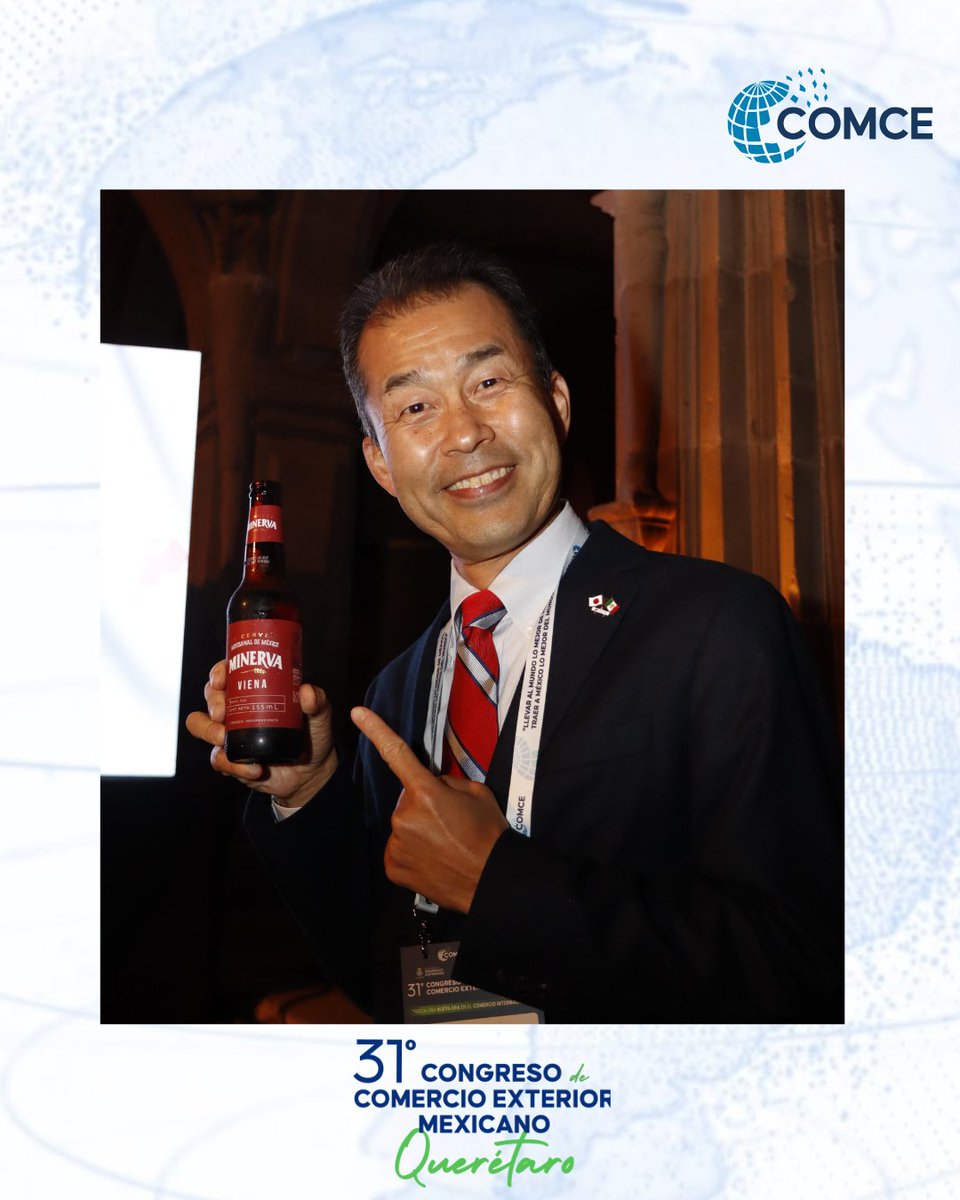 ComceOficial's tweet photo. 🍻 ¡Gracias a nuestro patrocinador @Cerveza_Minerva por ser parte del 31 Congreso de Comercio Exterior Mexicano!

Su apoyo hizo posible brindar por el trabajo conjunto, las alianzas y las ideas que impulsan al comercio exterior de México. 🌎✨

#CongresoCOMCE #CervezaMinerva https://t.co/4JWC4tWEjB