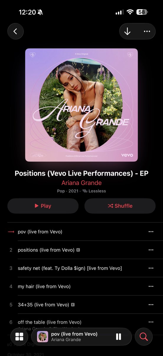 buffys's tweet image. ARIANA GRANDE HAS RELEASED THE POSITIONS LIVE SESSIONS ON STREAMING PLATFORMS music.apple.com/us/album/posit…