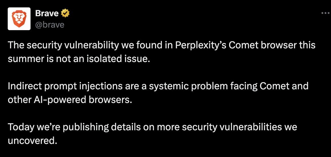 MayurPatil87017's tweet image. Recent AI‑browser prompt injection / security news
#CyberSecurity #BrowserExploits 

 medium.com/p/ai-browsers-…