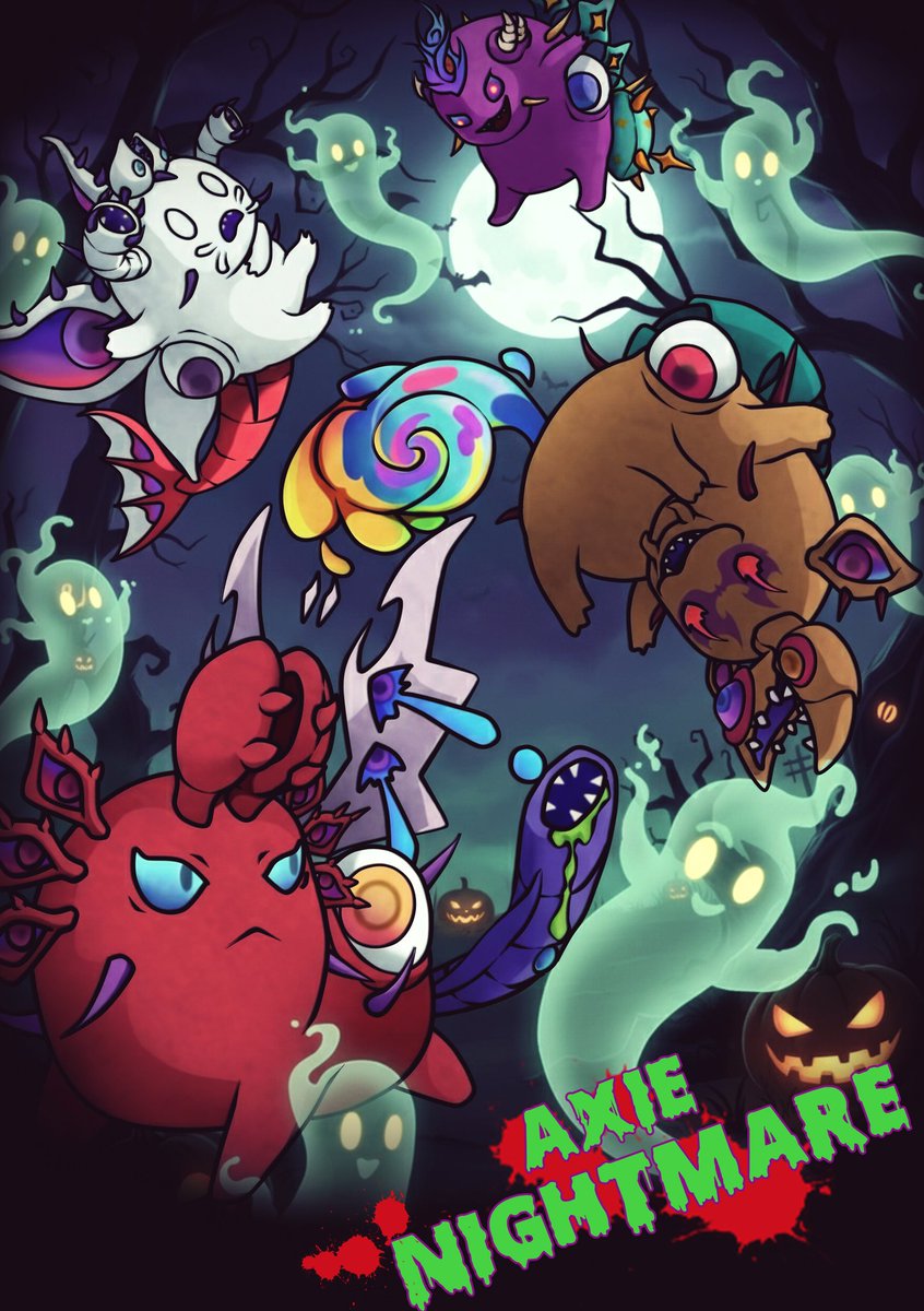 Here is my new artwork for the month of nov.
The Axies are out to play under the haunted moon! 💀
Trick or Treat? These cuties choose Nightmare Mode! 👻
What do you think?
<a href="/AxieInfinity/">Axie Infinity</a>
<a href="/Ronin_Network/">Ronin</a> 
#AxieNightmare #AxieHalloween2025 #SpookyAxies