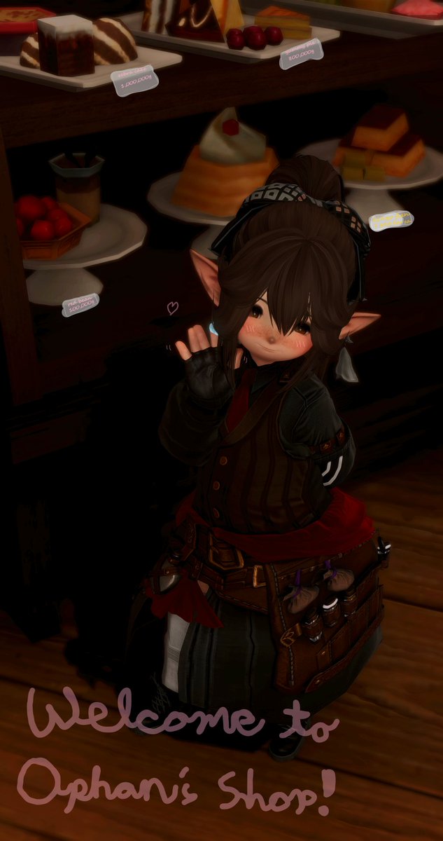 You walked into my lalafell's handmade sweets shop... the prices are a little steep, but it's because they're made with love! You do want to buy something, right...?
✘˵╹◡╹˶✘