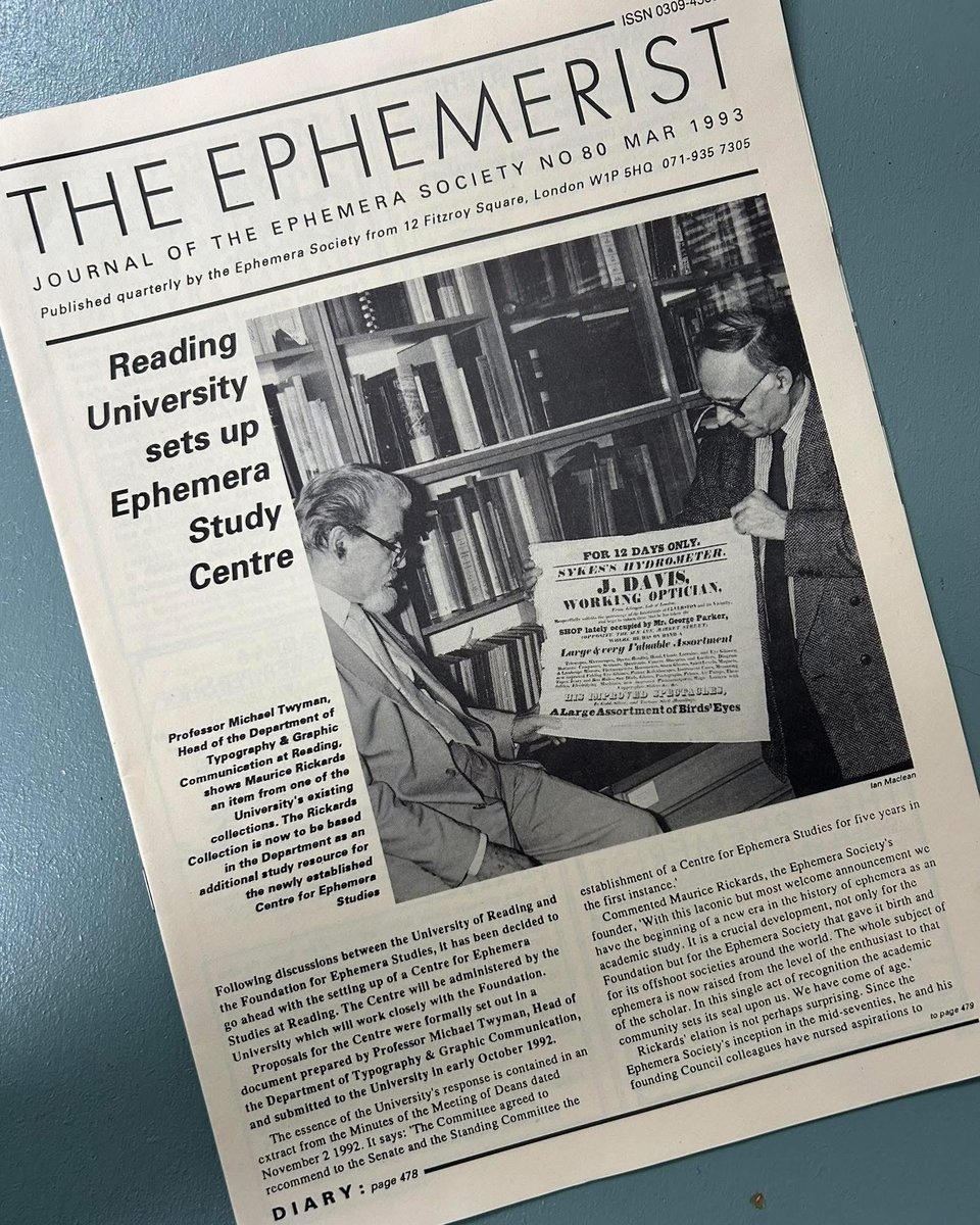 The Ephemera Society is very sad to announce the death of its President Emeritus, Professor Michael Twyman. Michael championed #ephemera throughout his long &amp; distinguished career as a world expert in printing history, especially lithography. He will be sorely missed. RIP Michael