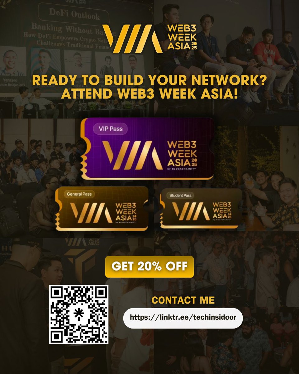ZeggyHub's tweet photo. Wow, W3W pre-event rocked with epic energy! ๐
Canโt wait to see what the main Web3Week Asia (Nov 20-21) has in store! Join the ultimate networking and crypto insights hub.
Dm me for an exclusive 20% DISCOUNT code to elevate your experience! โจ
#Web3WeekAsia #CryptoCommunity https://t.co/V8eLMP3HFX