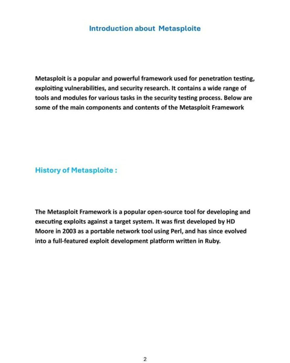 Anastasis_King's tweet image. 🧠 Metasploit – Automate Security Testing Like a Pro 🛡️
Metasploit is one of the most advanced and widely used cybersecurity frameworks for testing and strengthening system defenses. 
#CyberSecurity #Metasploit #EthicalTesting #SecurityFramework #VulnerabilityAssessment