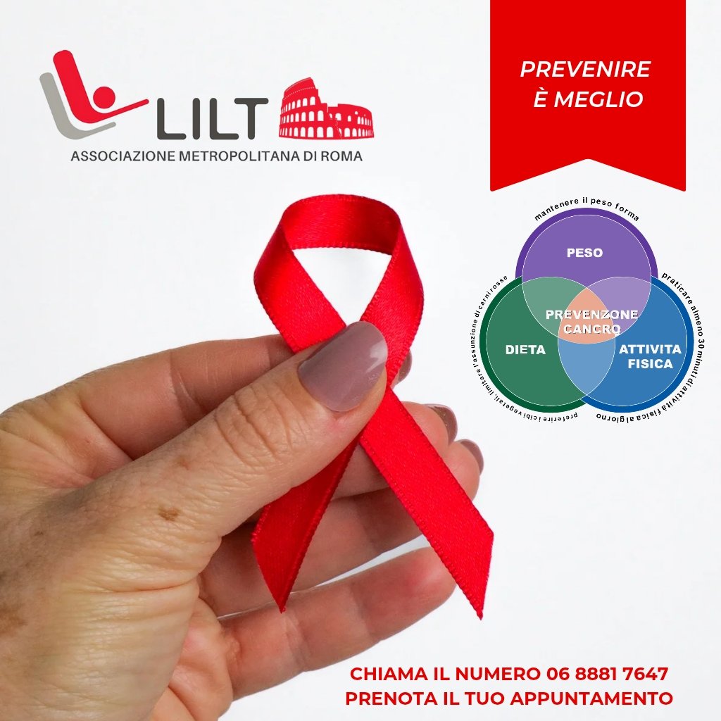 🌿 Vivi bene oggi per amare il tuo domani.
La prevenzione inizia dalle scelte di ogni giorno: un’alimentazione equilibrata, un po’ di attività fisica, niente fumo e un consumo moderato di alcol.

Piccoli gesti quotidiani che possono fare una grande differenza per la tua salute.