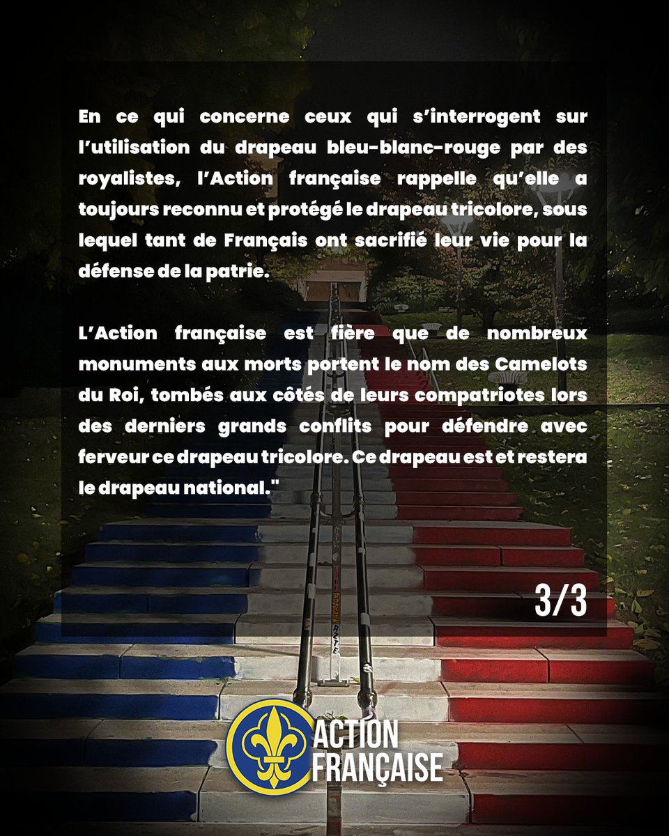 La France seule : l'Action française de Lyon a réaffirmé que le drapeau français est le seul à prévaloir en France ! 

Bravo à <a href="/AF__Lyon/">Action Française - Lyon</a> 🇨🇵⚜️