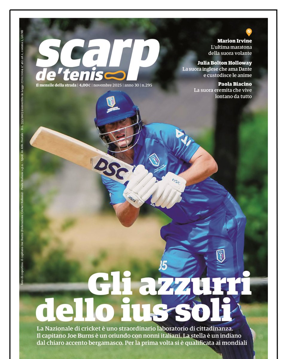 La Nazionale italiana di cricket è un laboratorio di cittadinanza e inclusione. Un tris di suore fuori dal comune. Un dossier sul volontariato. 
Da oggi su shop.scarpdetenis.it e da sabato in strada.