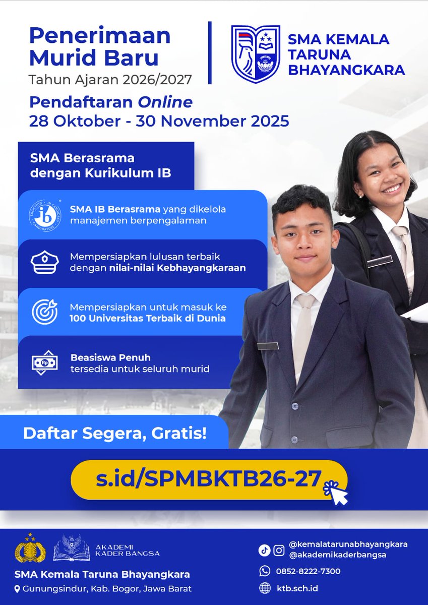 BagsumdaL's tweet photo. Penerimaan Murid Baru SMA Kemala Taruna Bhayangkara https://t.co/BwDxaSHit5