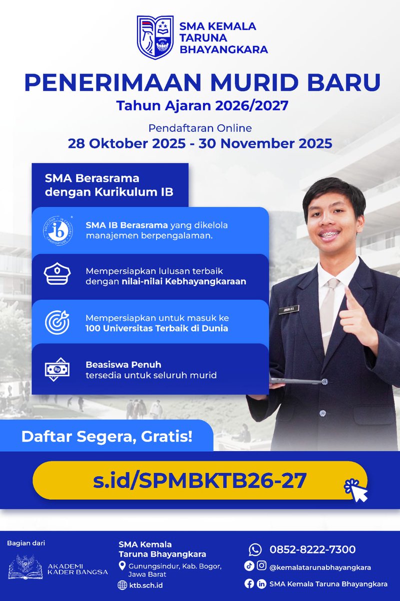 BagsumdaL's tweet photo. Penerimaan Murid Baru SMA Kemala Taruna Bhayangkara https://t.co/BwDxaSHit5